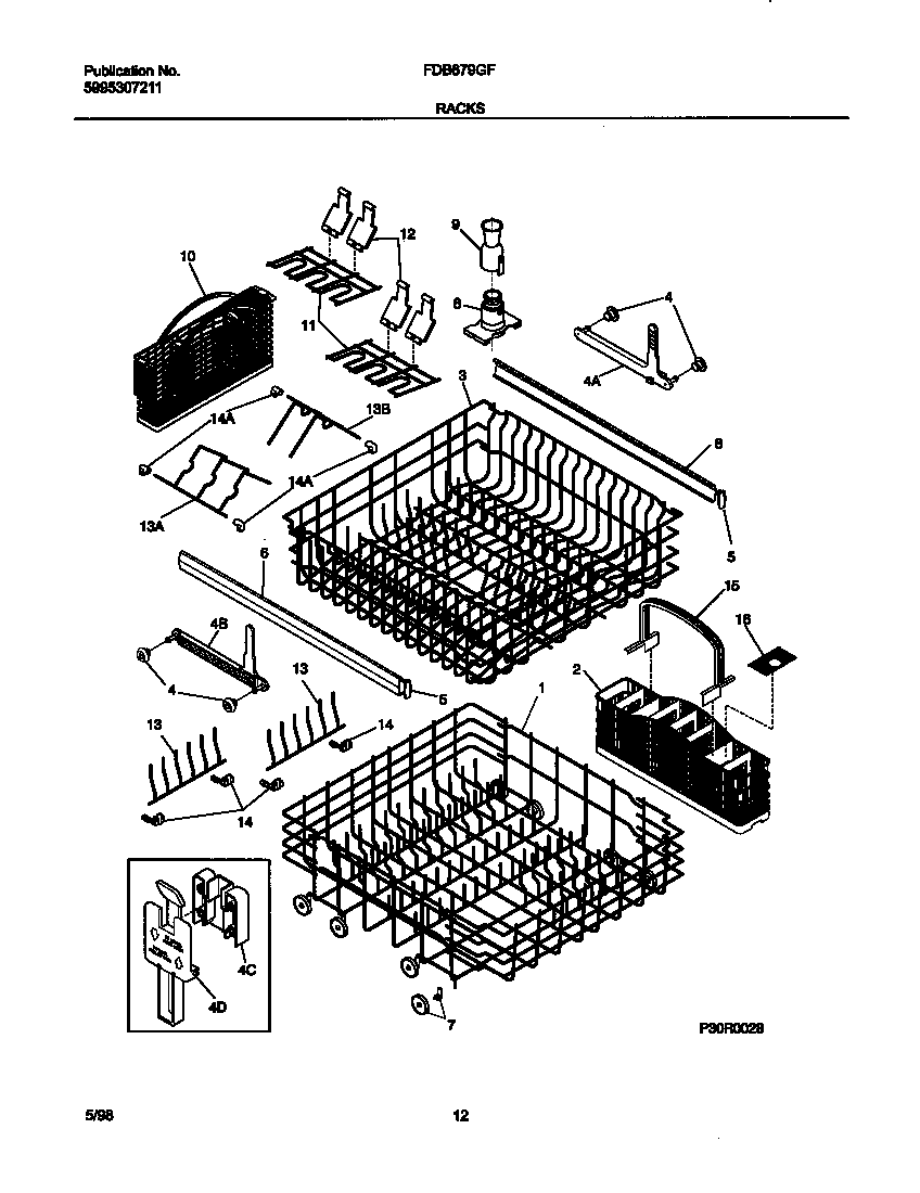 Frigidaire FDB679GFW4 racks diagram