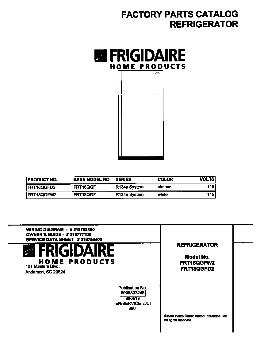 Frigidaire FRT18QGFW2 cover diagram