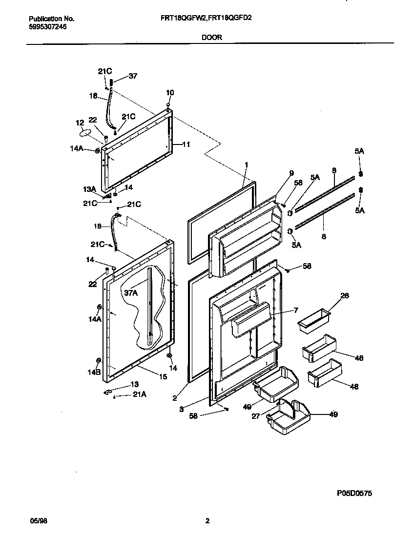 Frigidaire FRT18QGFW2 doors diagram