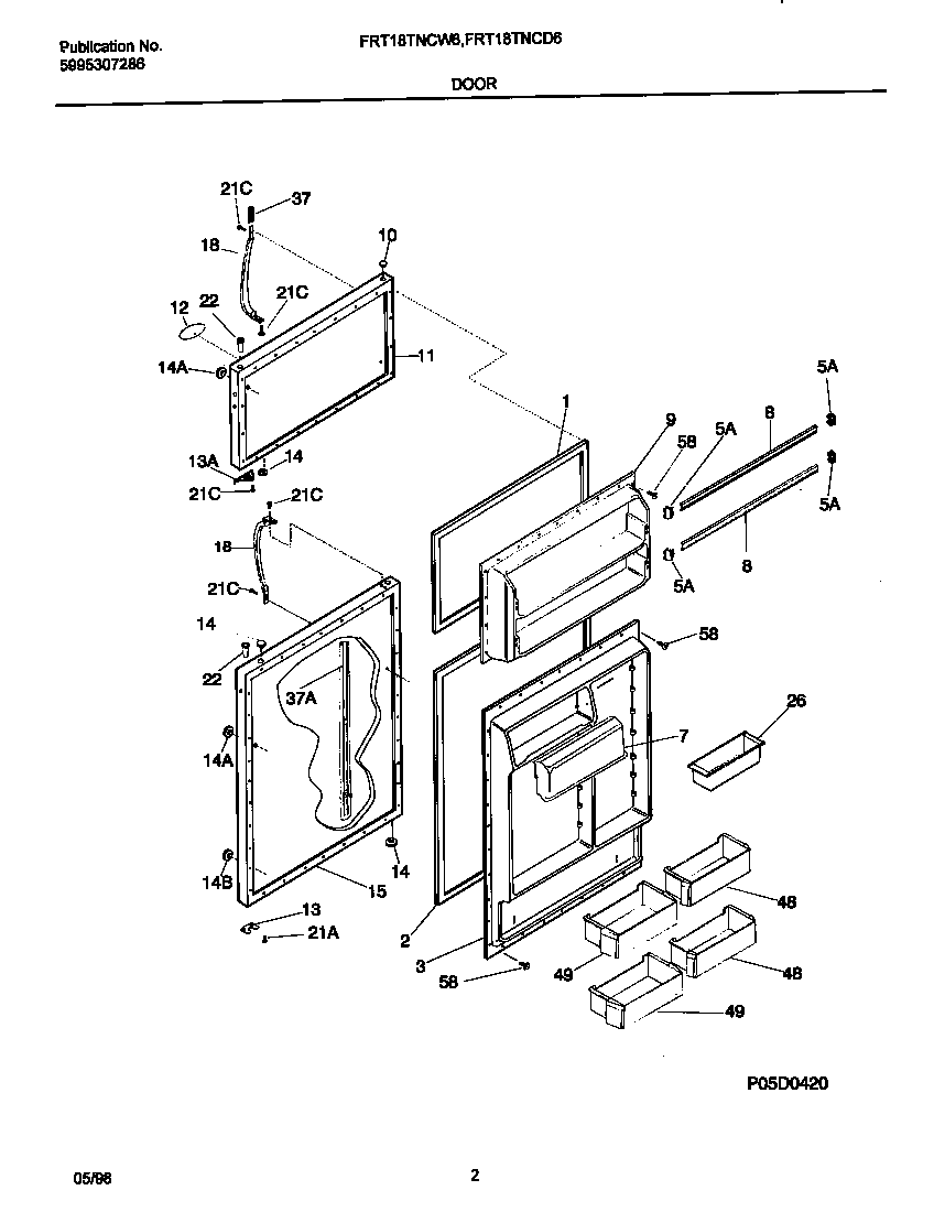 Frigidaire FRT18TNCW6 doors diagram