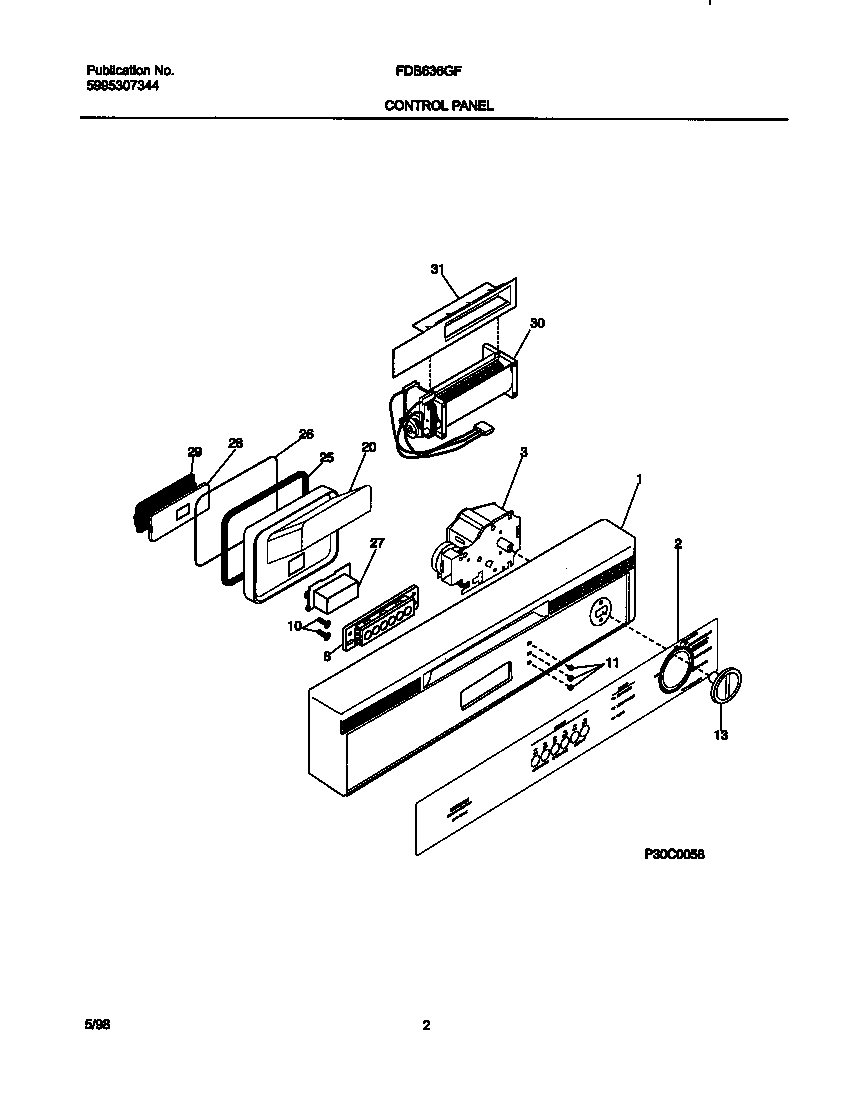 Frigidaire FDB636GFR5 control panel diagram