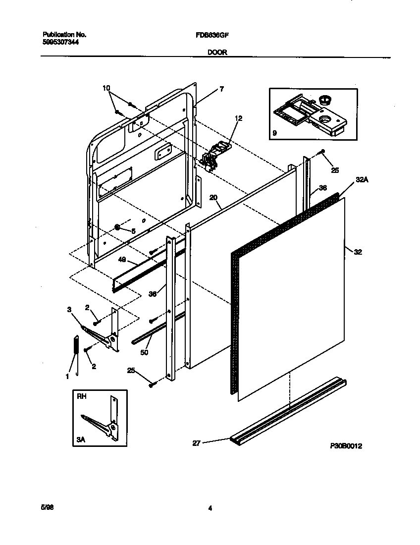 Frigidaire FDB636GFR5 door diagram