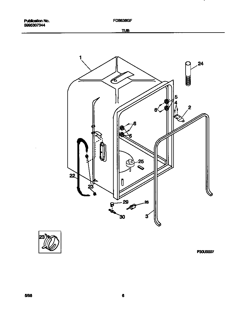 Frigidaire FDB636GFR5 tub diagram