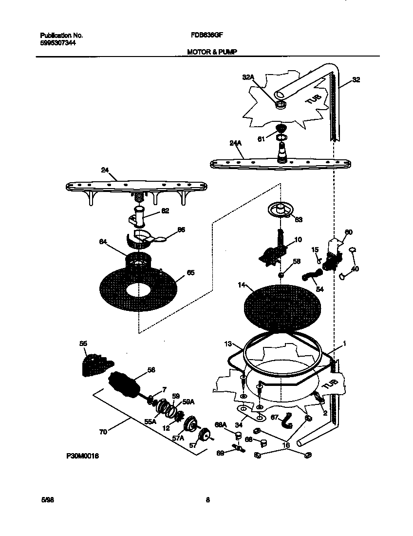 Frigidaire FDB636GFR5 motor & pump diagram