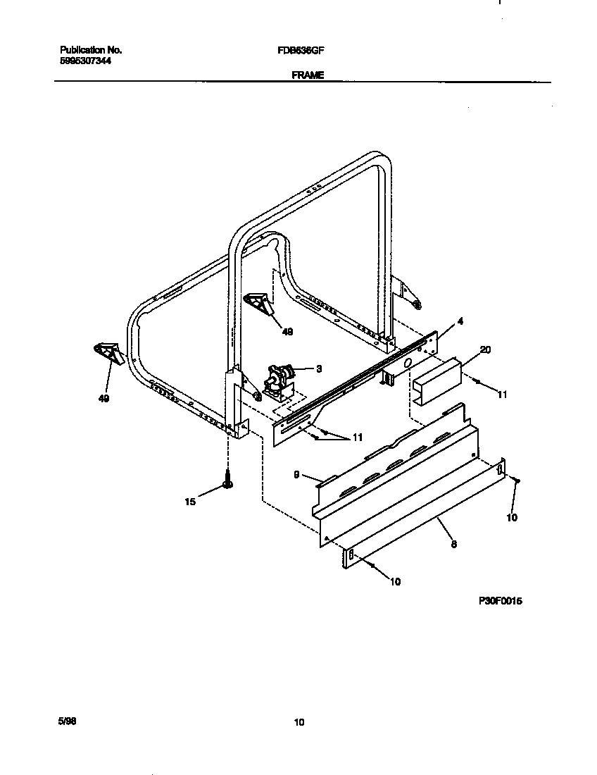 Frigidaire FDB636GFR5 frame diagram