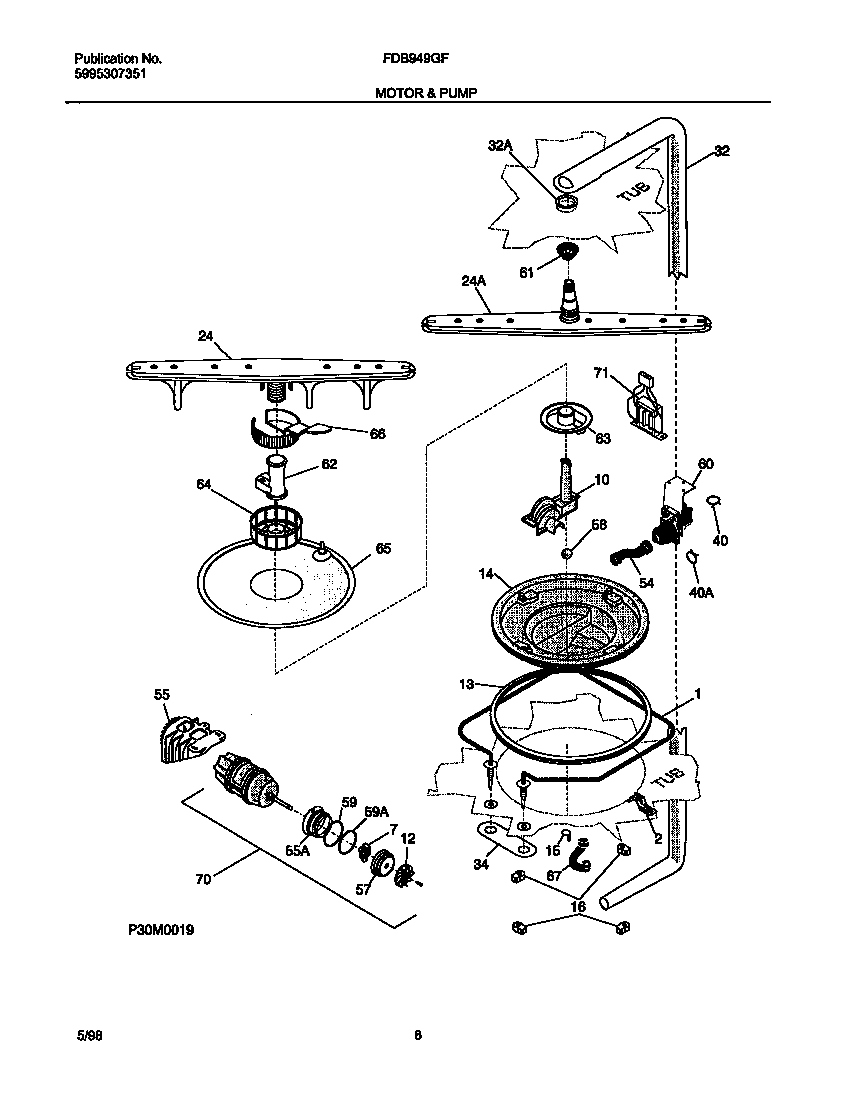 Frigidaire FDB949GFT2 motor and pump diagram