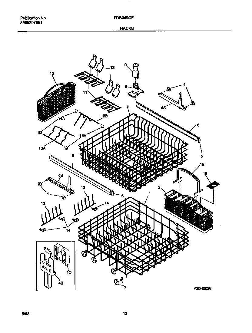 Frigidaire FDB949GFT2 racks diagram