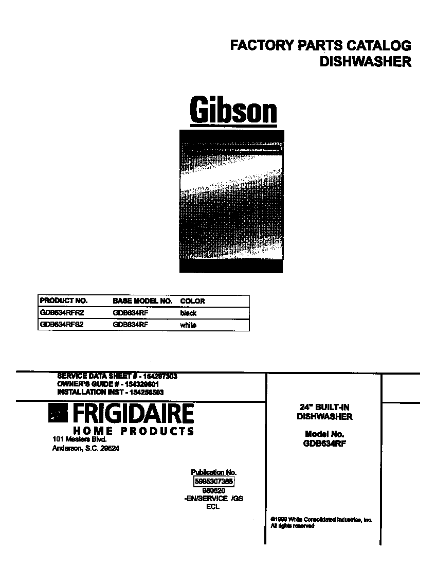 Gibson GDB634RFS2 cover diagram