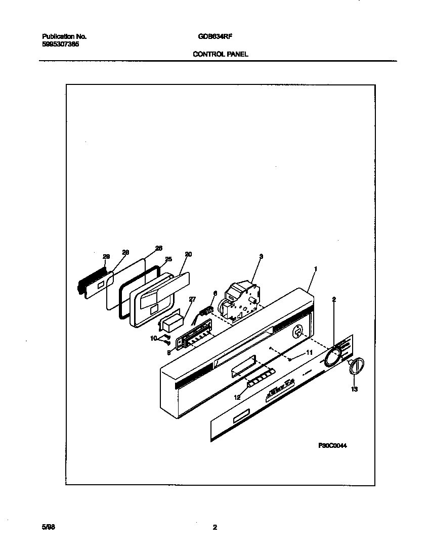 Gibson GDB634RFS2 control panel diagram