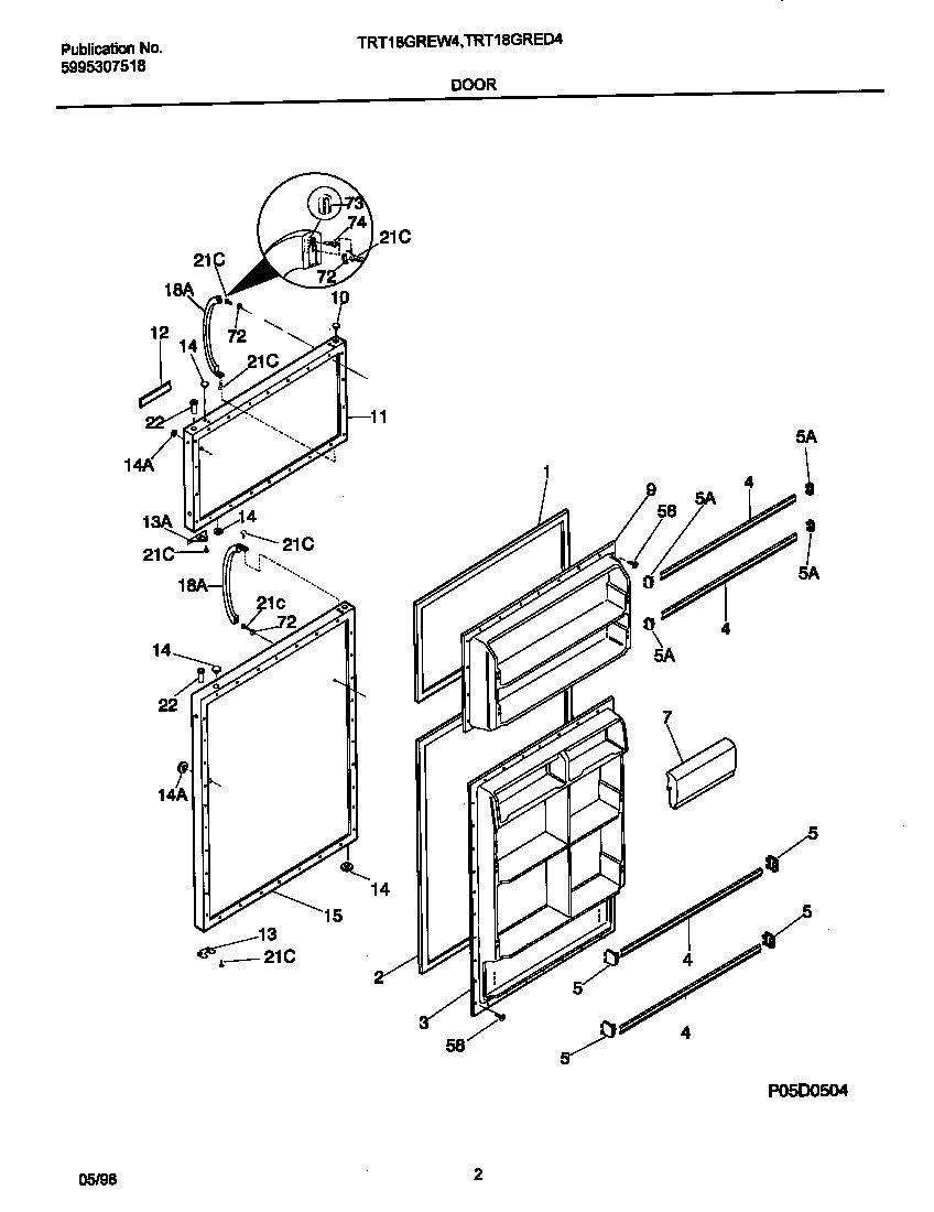 Tappan TRT18GREW4 doors diagram