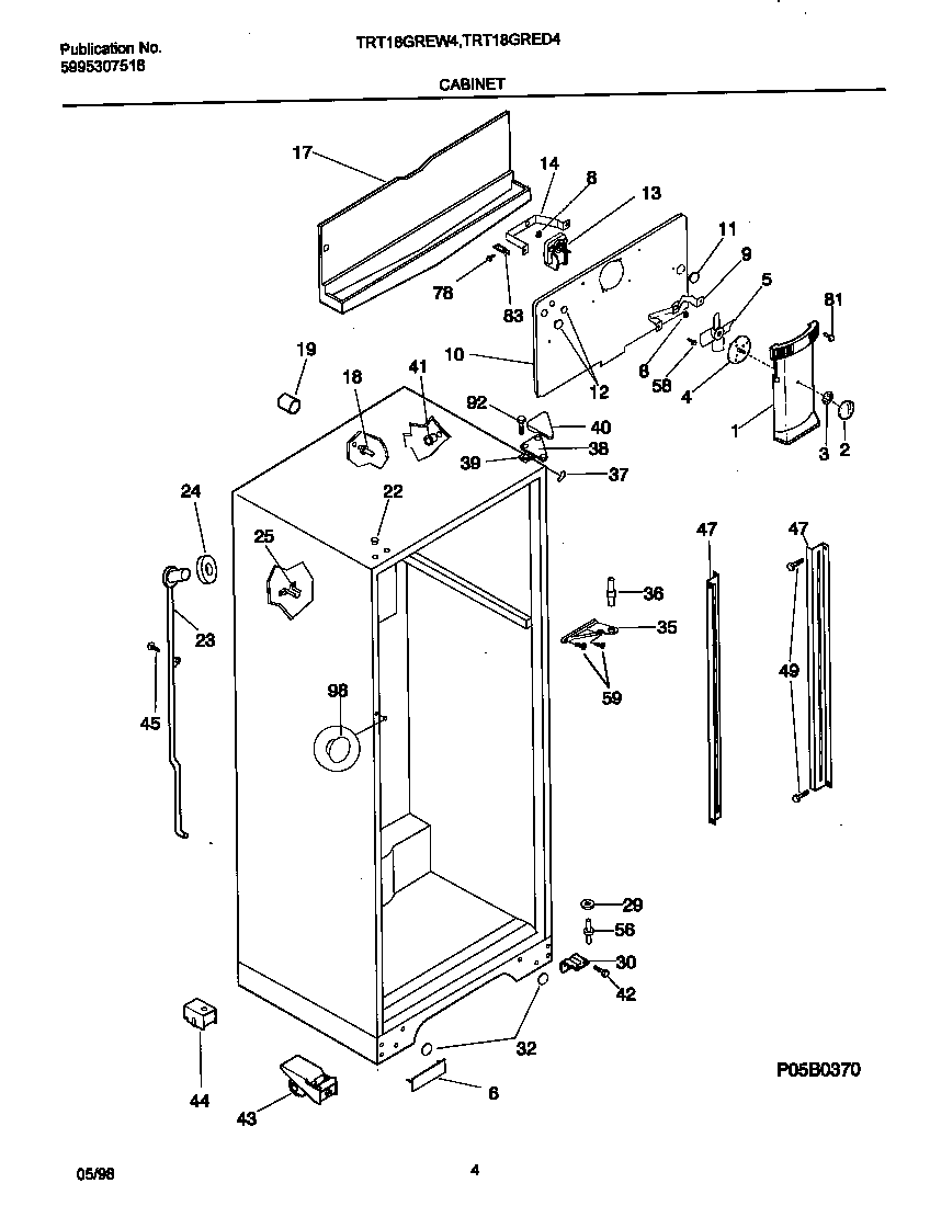 Tappan TRT18GREW4 cabinet diagram