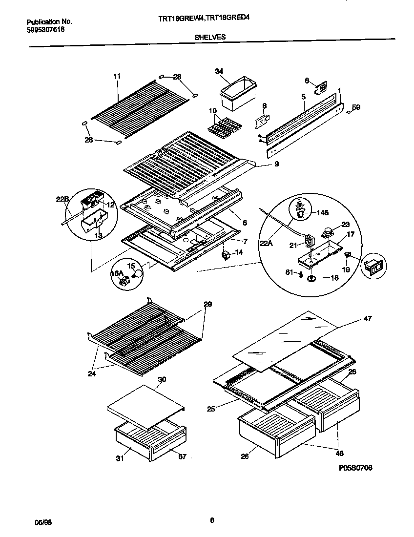 Tappan TRT18GREW4 shelves diagram
