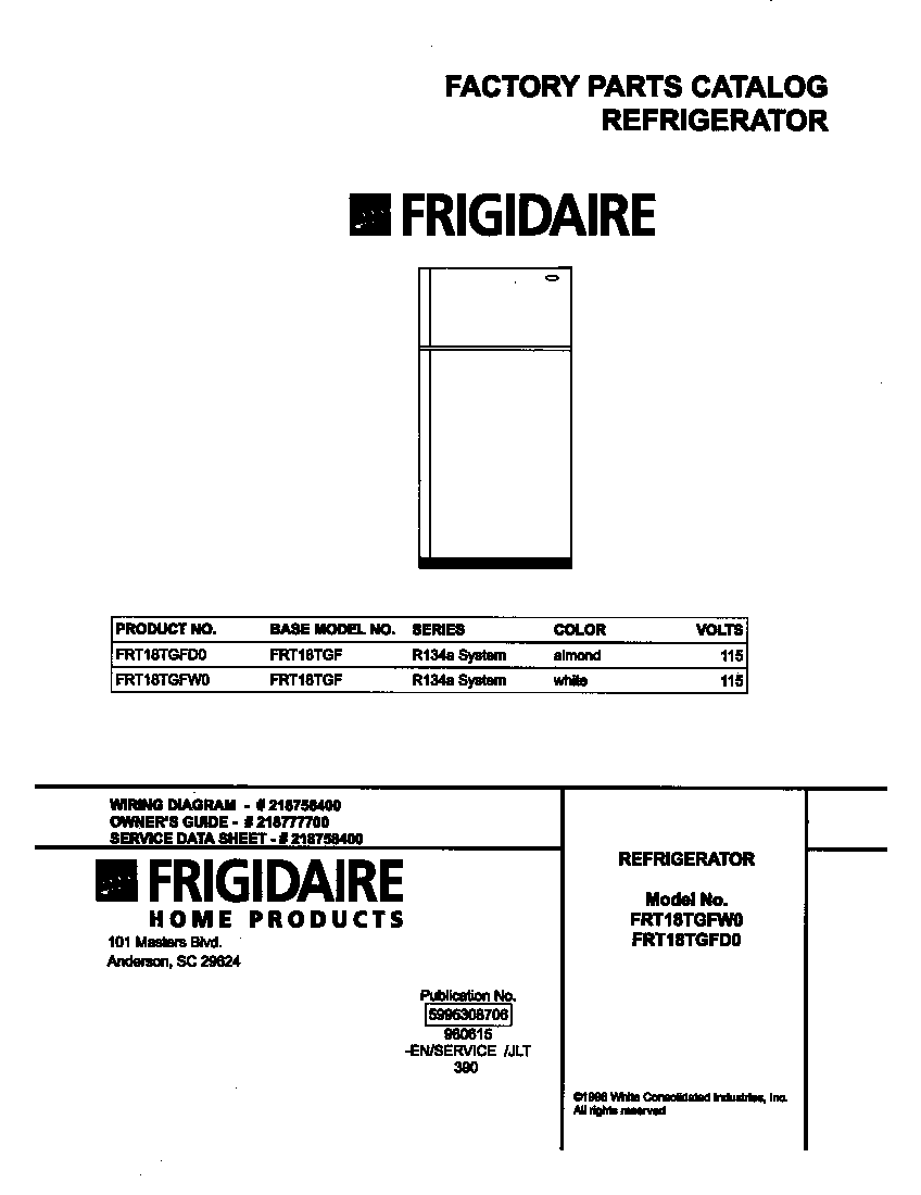 Frigidaire FRT18TGFD0 cover diagram