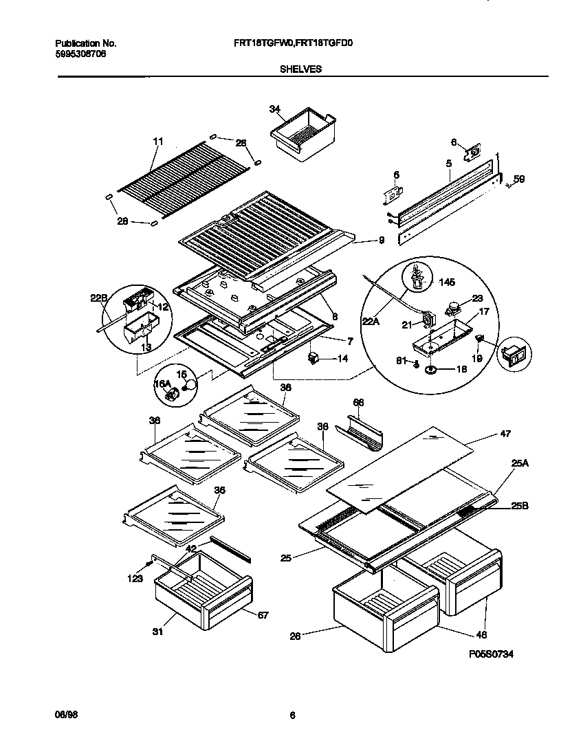Frigidaire FRT18TGFD0 shelves diagram