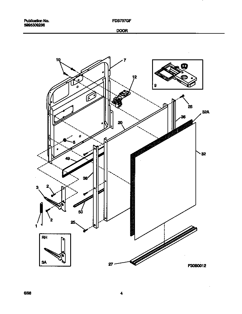 Frigidaire FDB737GFT3 door diagram