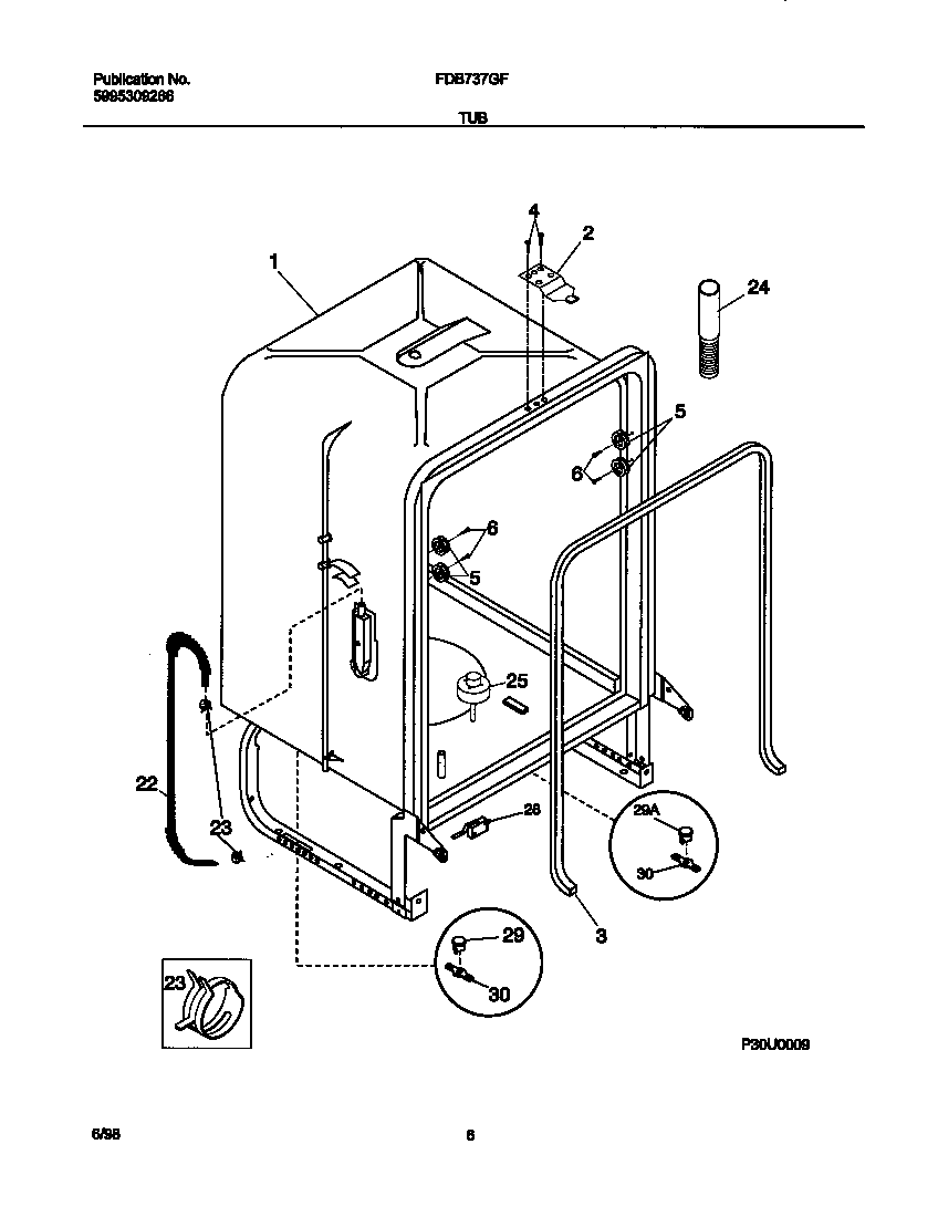 Frigidaire FDB737GFT3 tub diagram