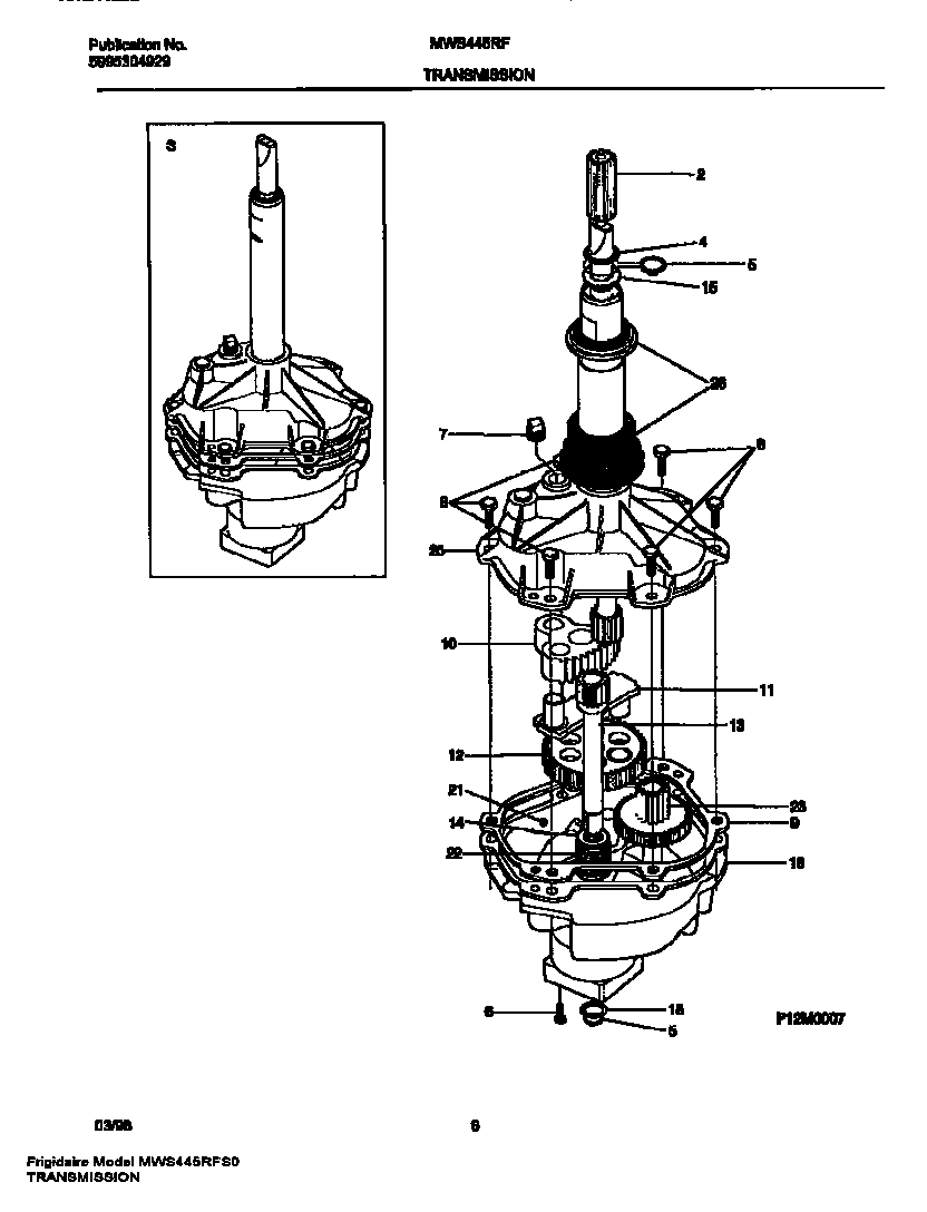 Universal/Multiflex (Frigidaire) MWS445RFS0 transmission diagram