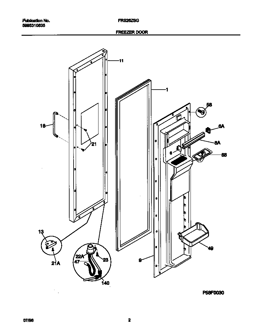 Frigidaire FRS26ZSGW0 freezer door diagram