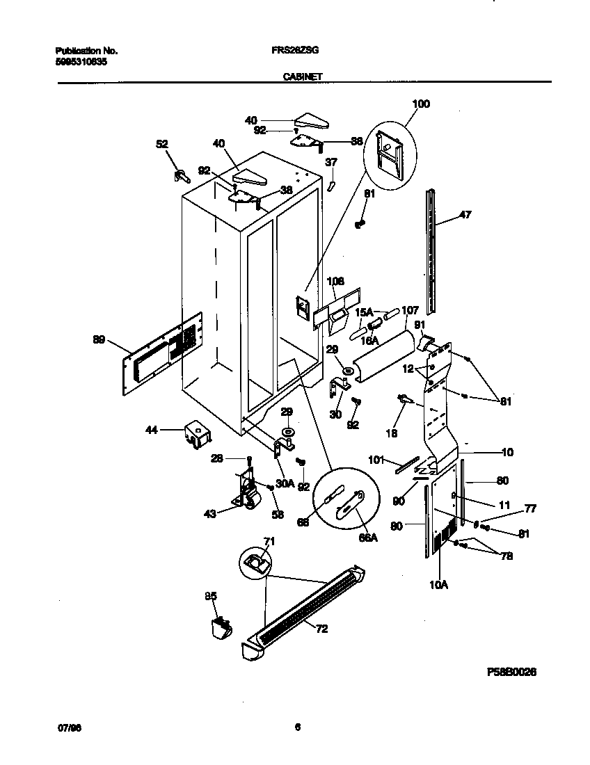 Frigidaire FRS26ZSGW0 cabinet diagram