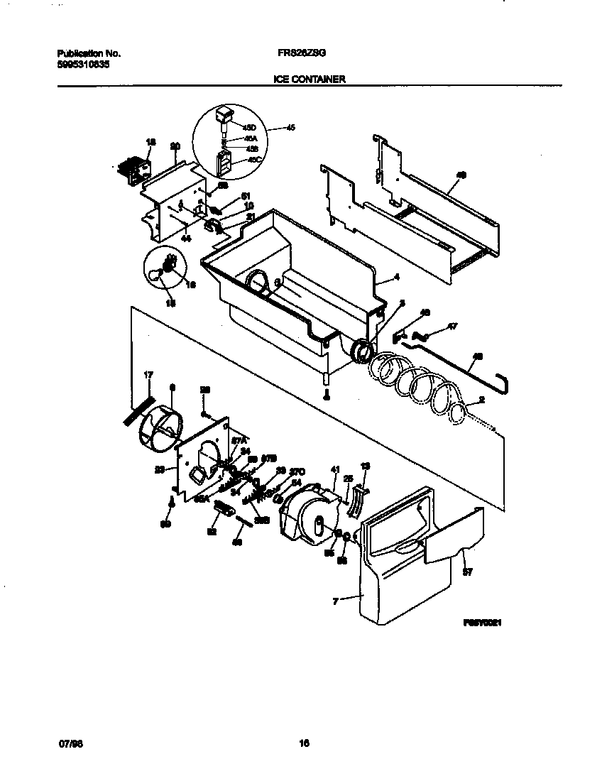 Frigidaire FRS26ZSGW0 ice container diagram