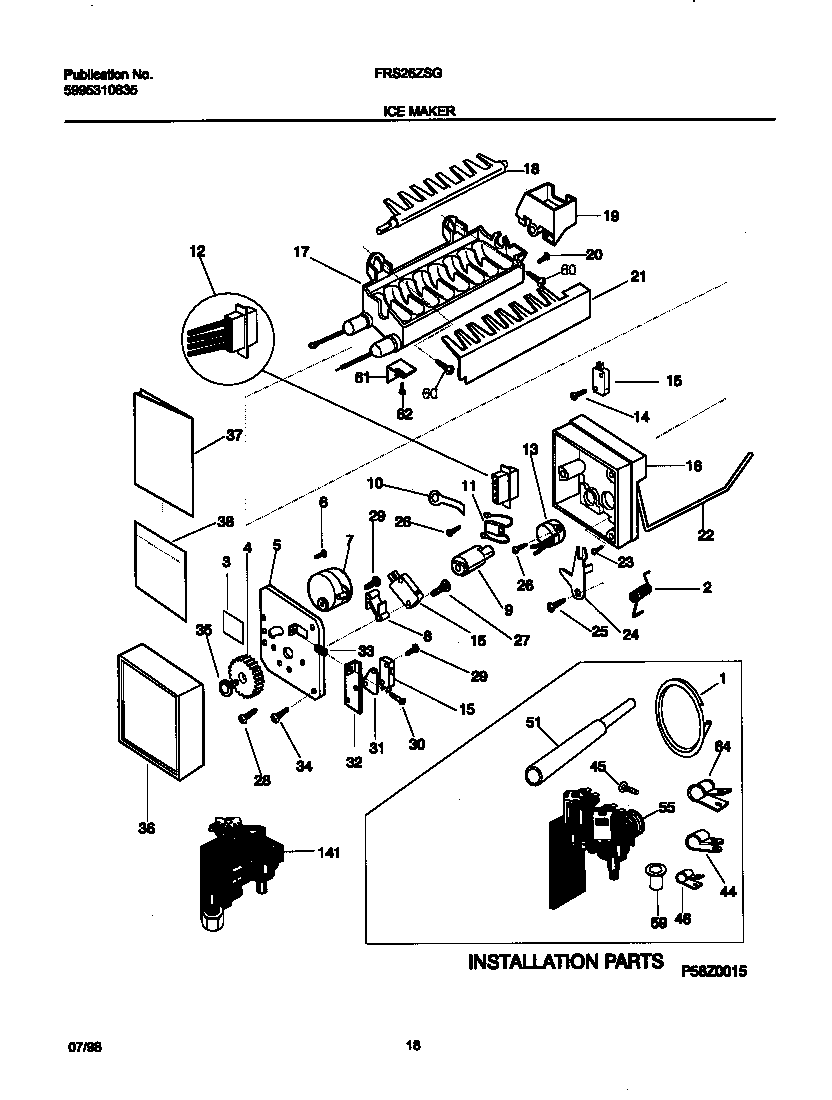 Frigidaire FRS26ZSGW0 ice maker diagram