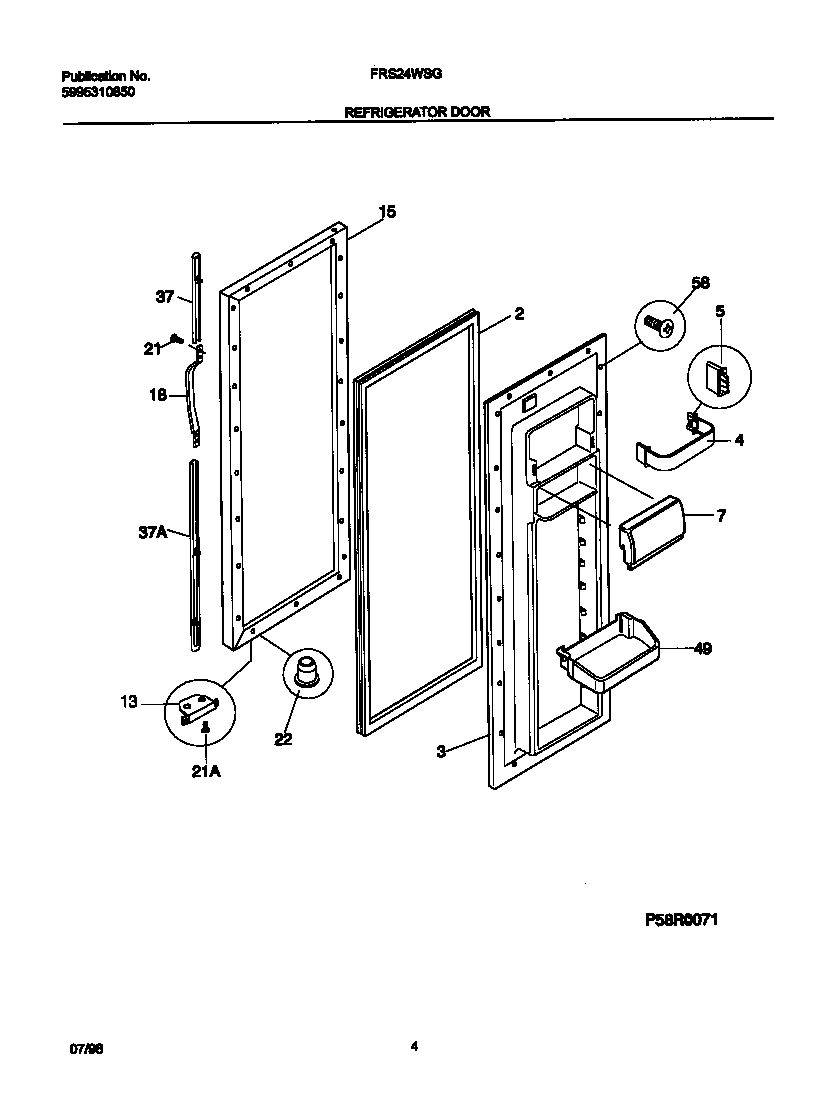 Frigidaire FRS24WSGD1 ref door diagram