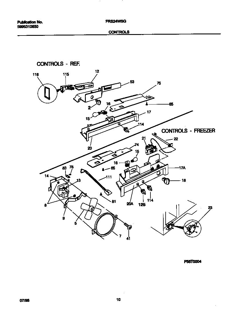 Frigidaire FRS24WSGD1 controls diagram