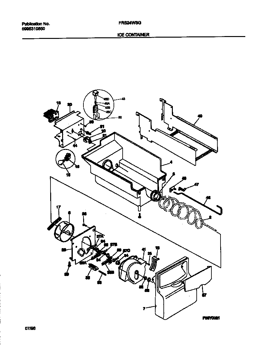 Frigidaire FRS24WSGD1 ice container diagram