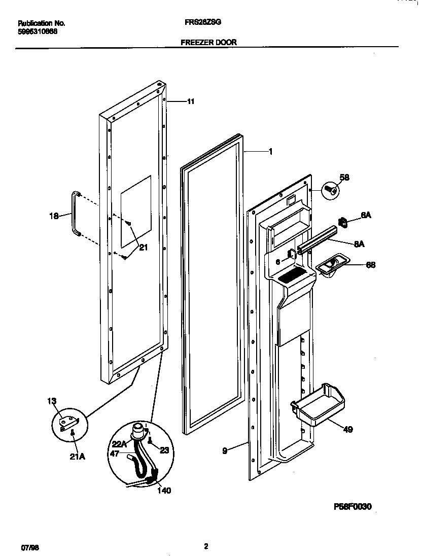 Frigidaire FRS26ZSGW2 freezer door diagram