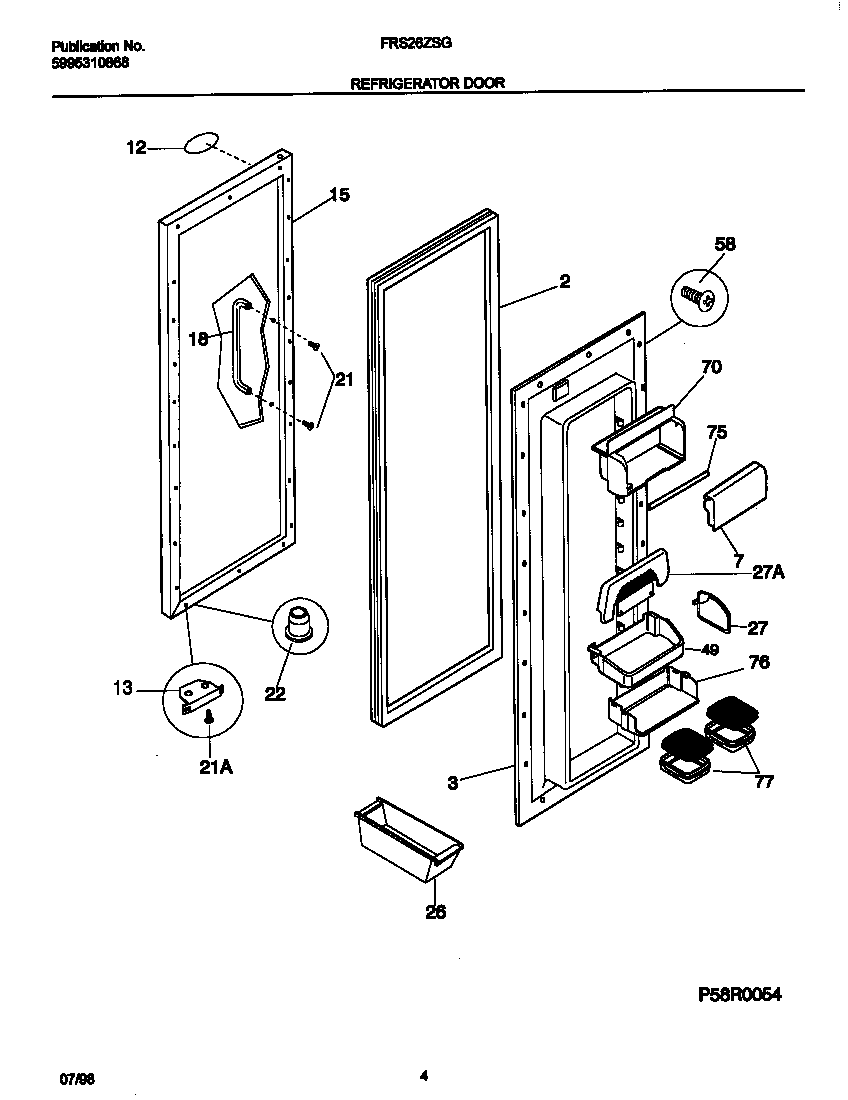 Frigidaire FRS26ZSGW2 refrigerator door diagram