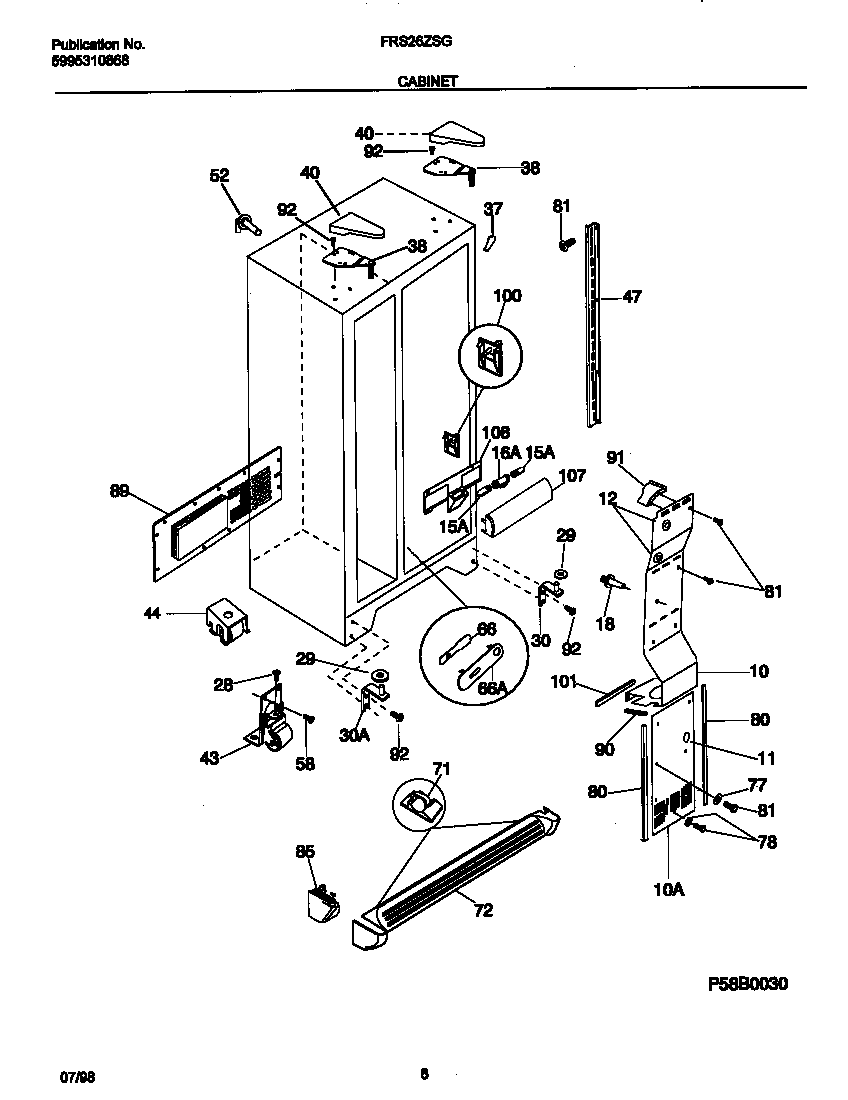 Frigidaire FRS26ZSGW2 cabinet diagram