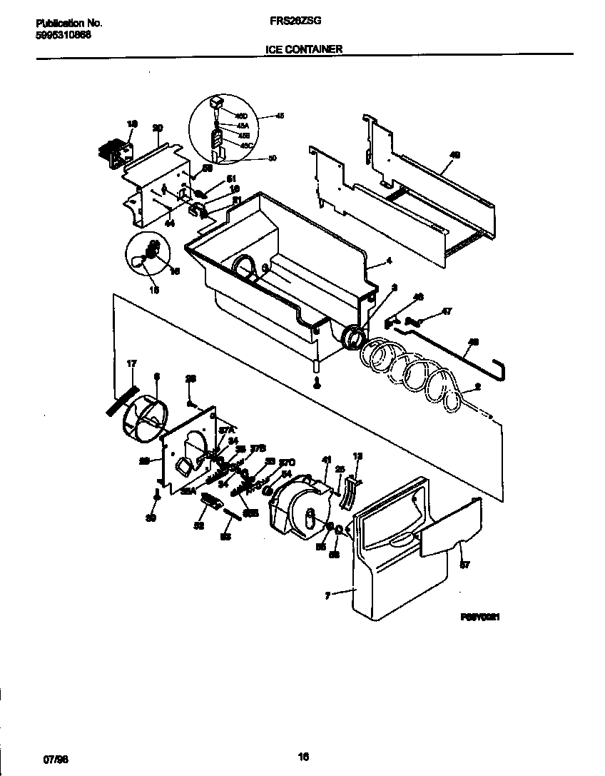 Frigidaire FRS26ZSGW2 ice container diagram