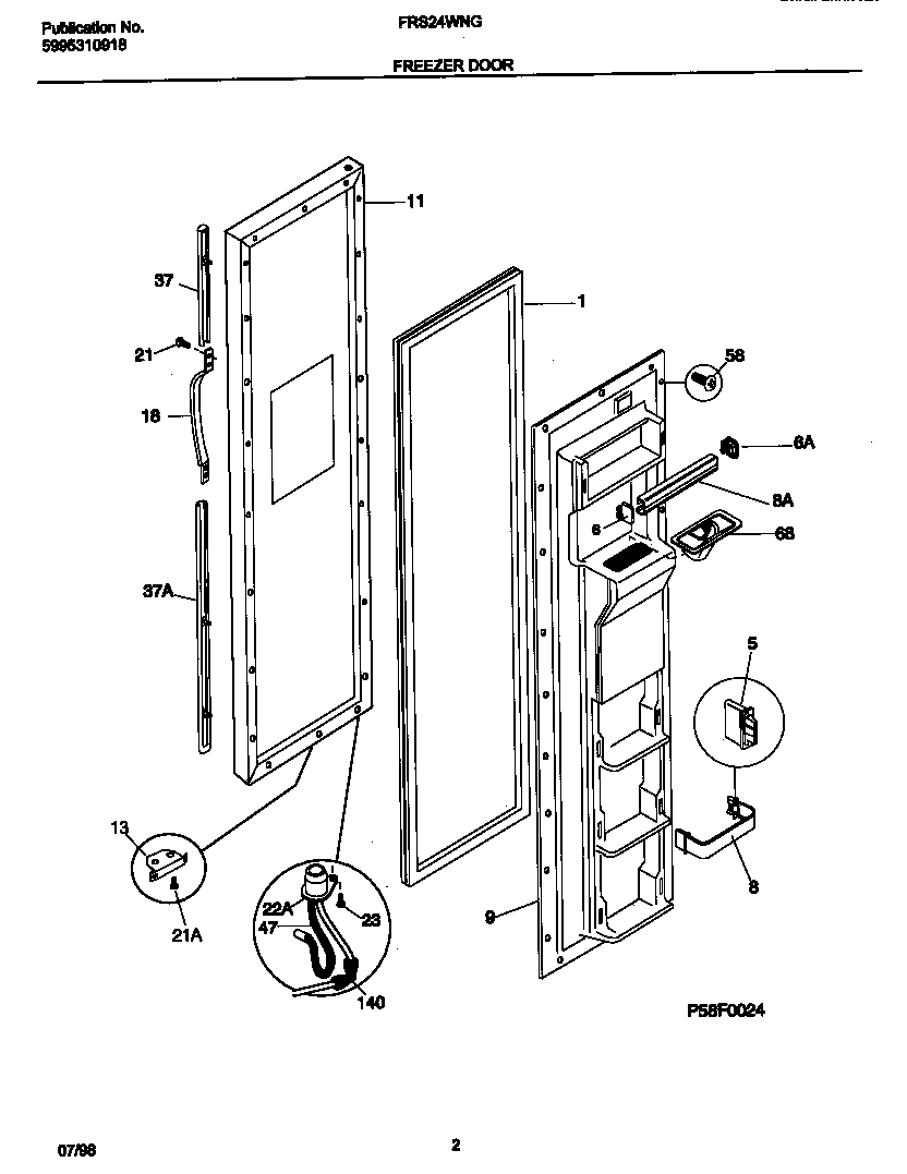 Frigidaire FRS24WNGD0 frz door diagram