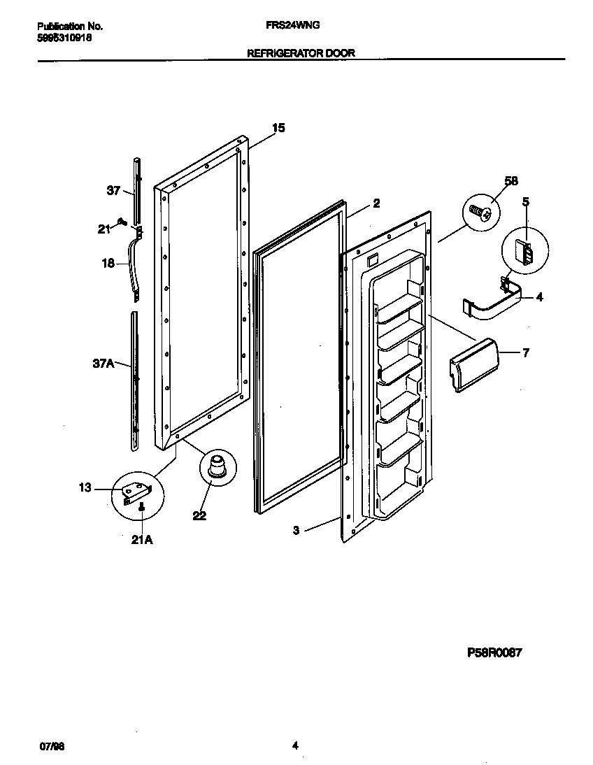 Frigidaire FRS24WNGD0 ref door diagram