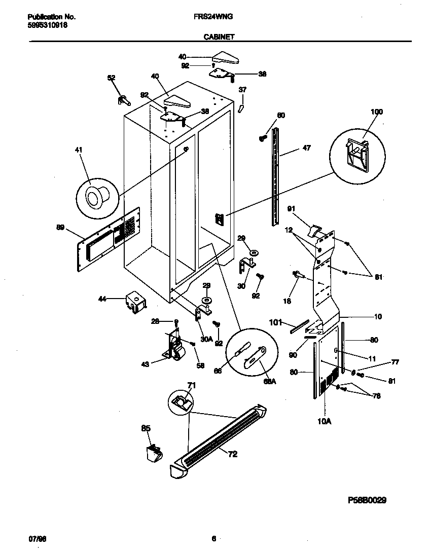 Frigidaire FRS24WNGD0 cabinet diagram