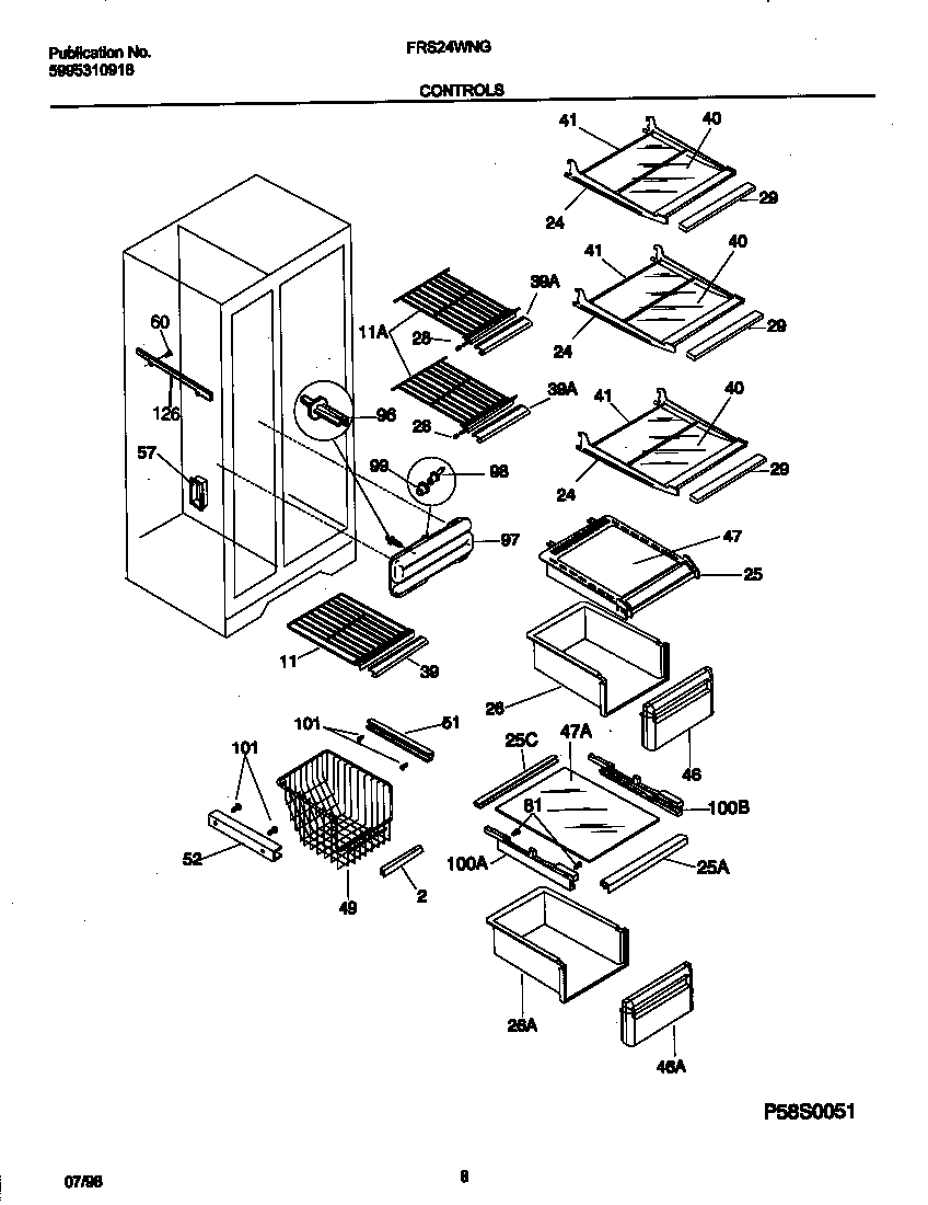 Frigidaire FRS24WNGD0 controls diagram