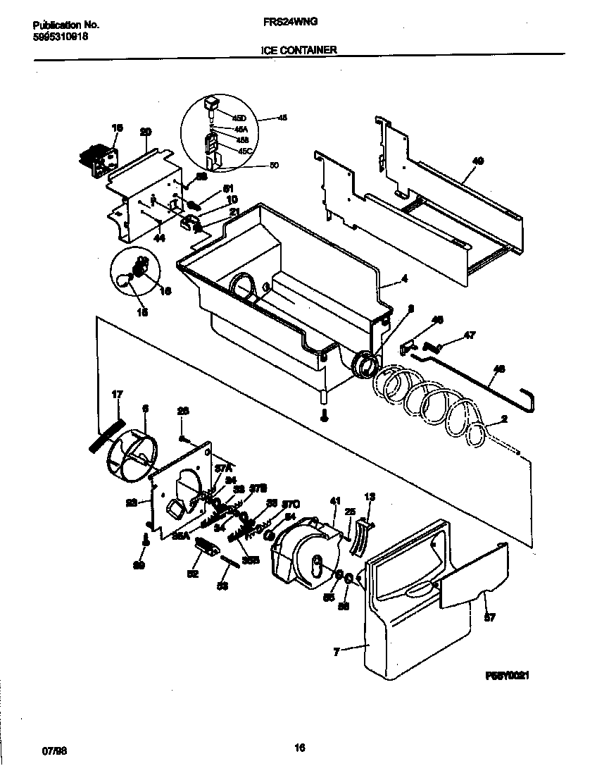 Frigidaire FRS24WNGD0 ice container diagram