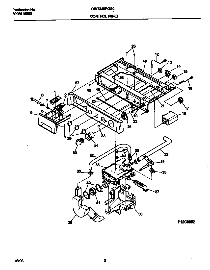 Gibson GWT445RGS0 control panel diagram