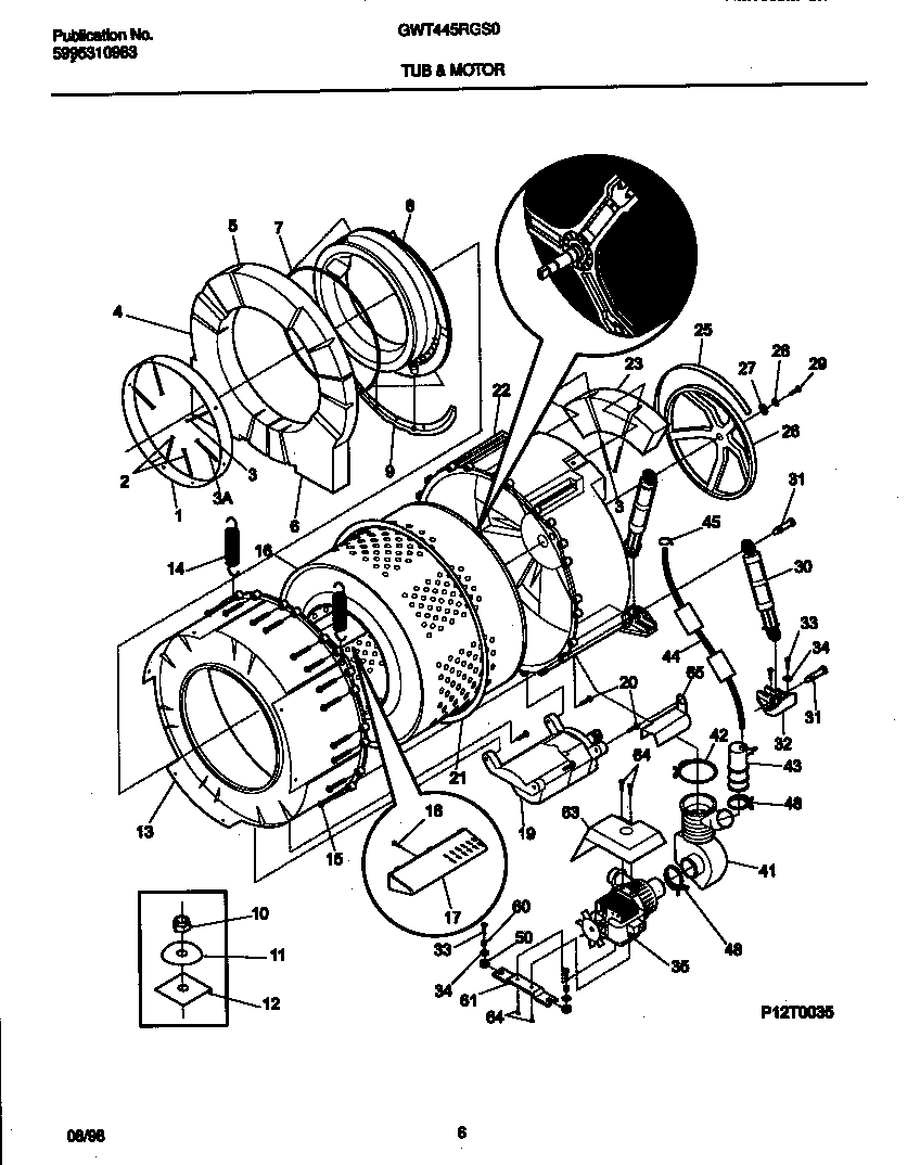 Gibson GWT445RGS0 washer tub,motor diagram