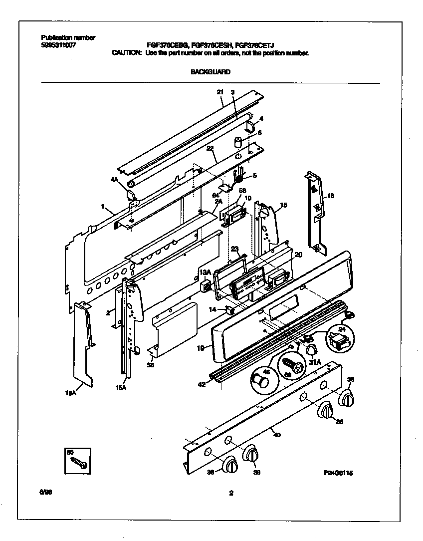 Frigidaire FGF376CEBG backguard diagram