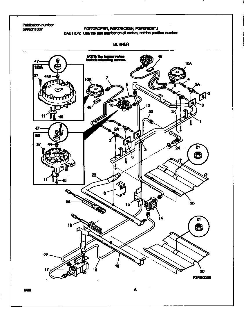 Frigidaire FGF376CEBG burner diagram