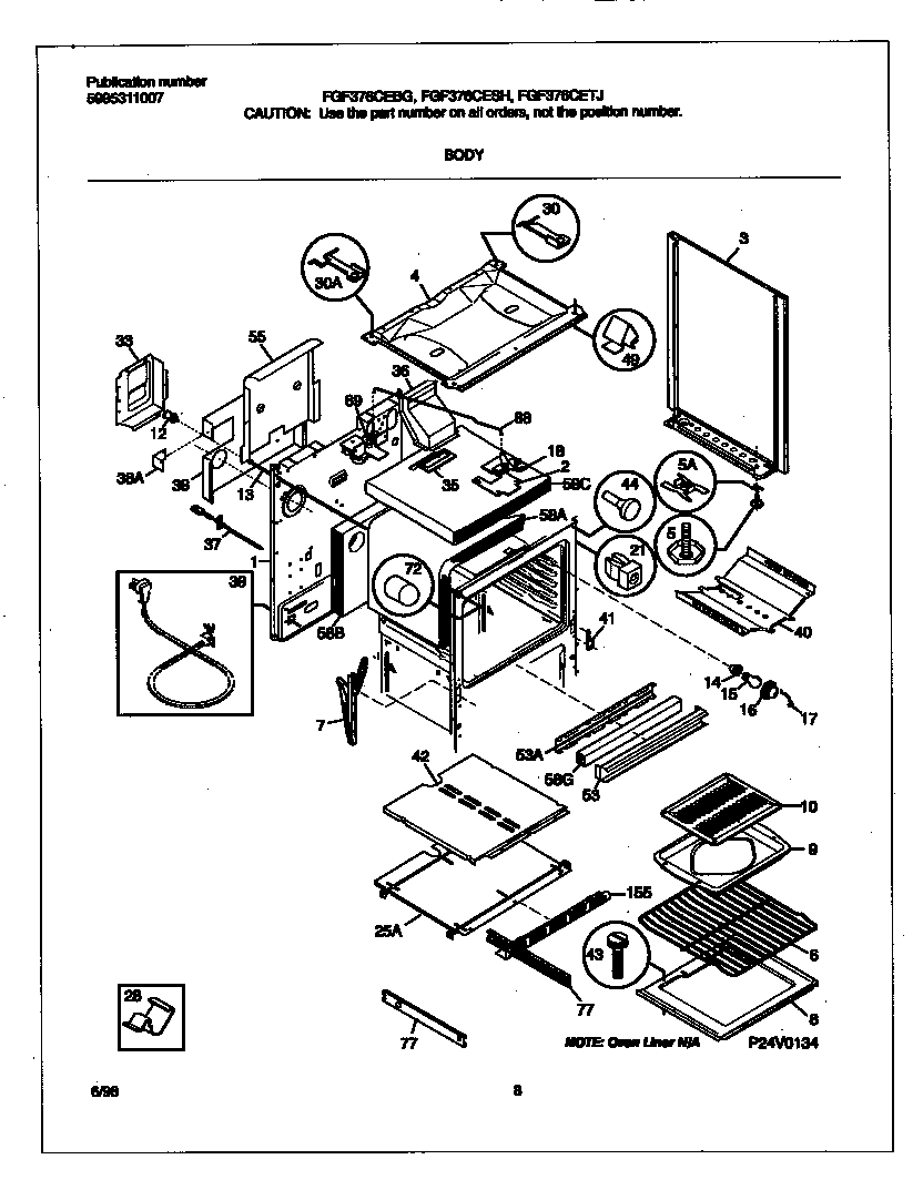 Frigidaire FGF376CEBG body diagram