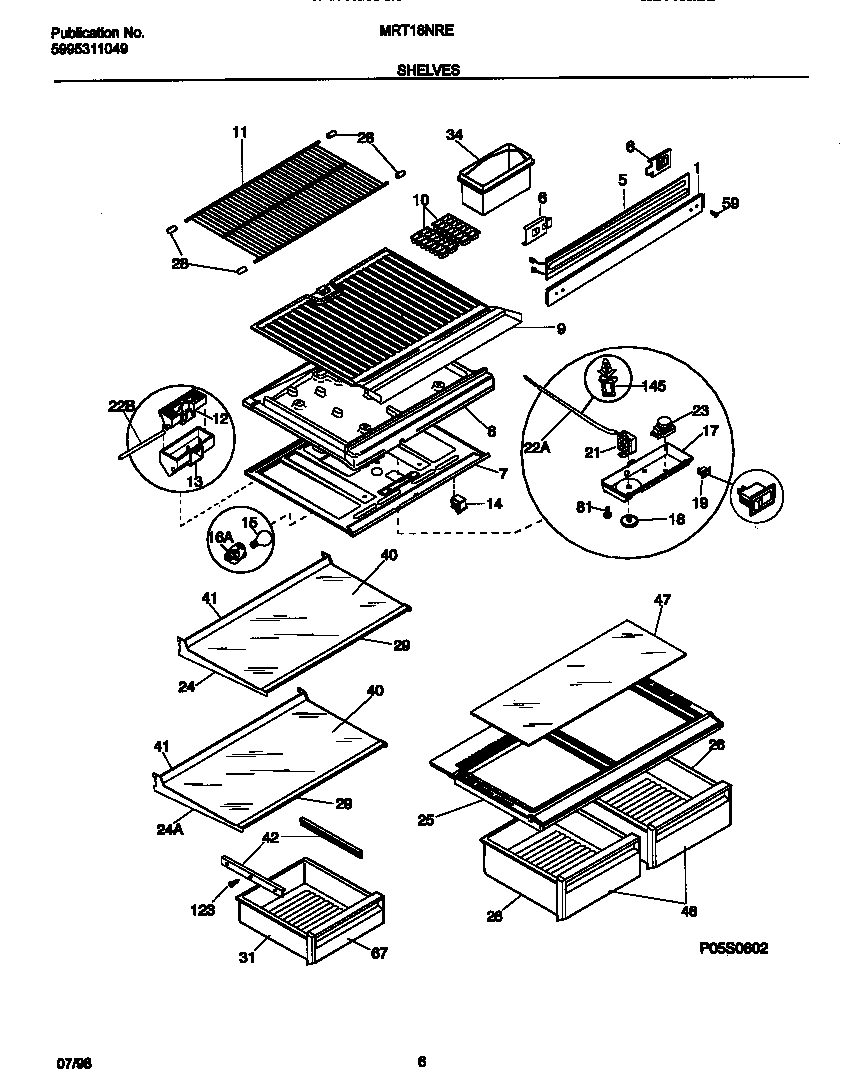 Universal/Multiflex (Frigidaire) MRT18NRED3 shelves diagram