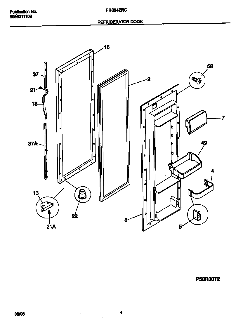 Frigidaire FRS24ZRGW0 refrigerator door diagram