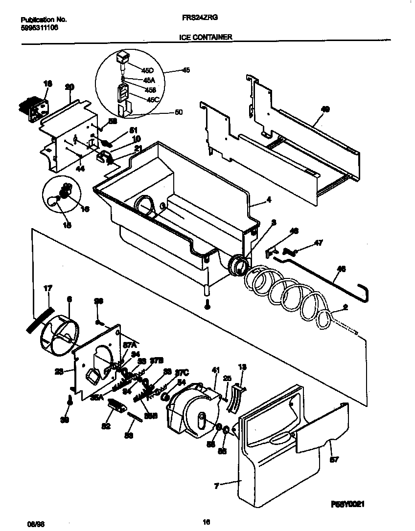 Frigidaire FRS24ZRGW0 ice container diagram