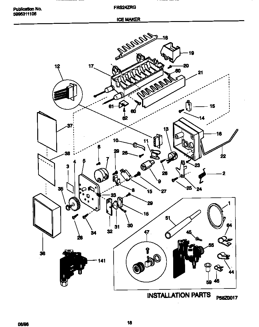 Frigidaire FRS24ZRGW0 ice maker diagram