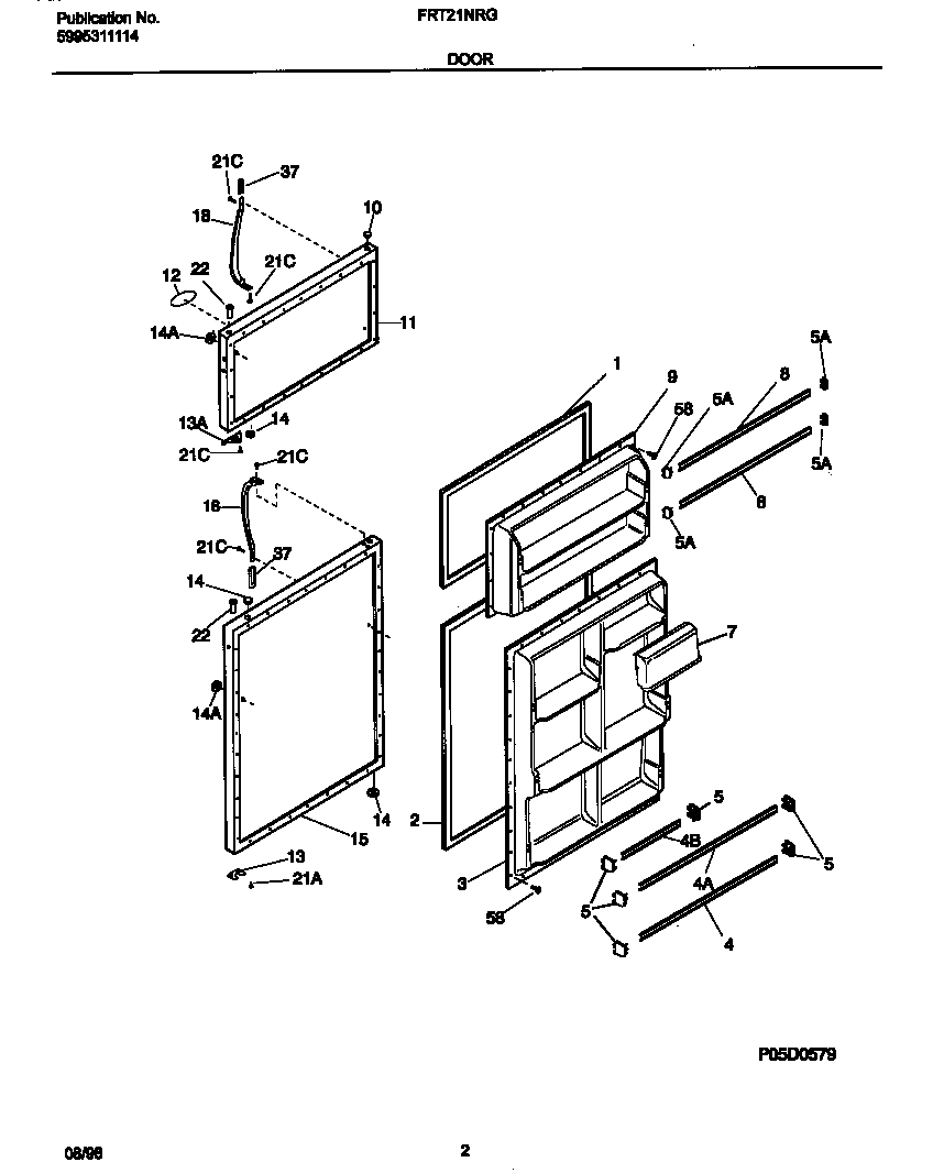 Frigidaire FRT21NRGB0 door diagram