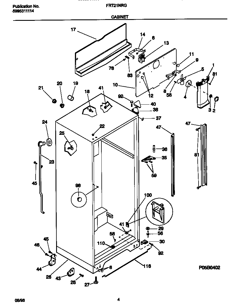 Frigidaire FRT21NRGB0 cabinet diagram