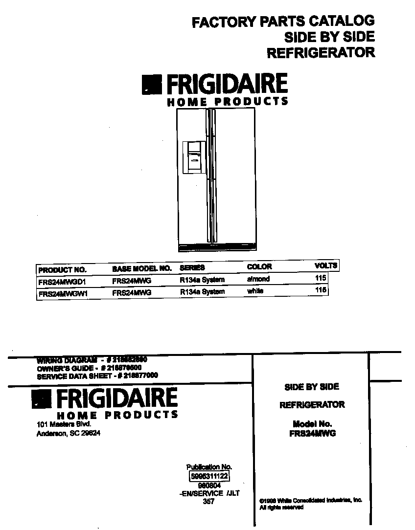 Frigidaire FRS24MWGD1 cover diagram