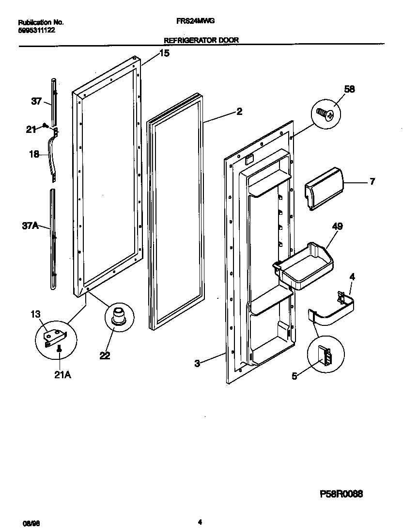 Frigidaire FRS24MWGD1 ref door diagram